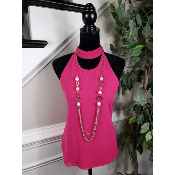 Naked Zebra Halter Neck Top Women's Small Fuchsia Pink 100% Polyester Sleeveless - Picture 2 of 10